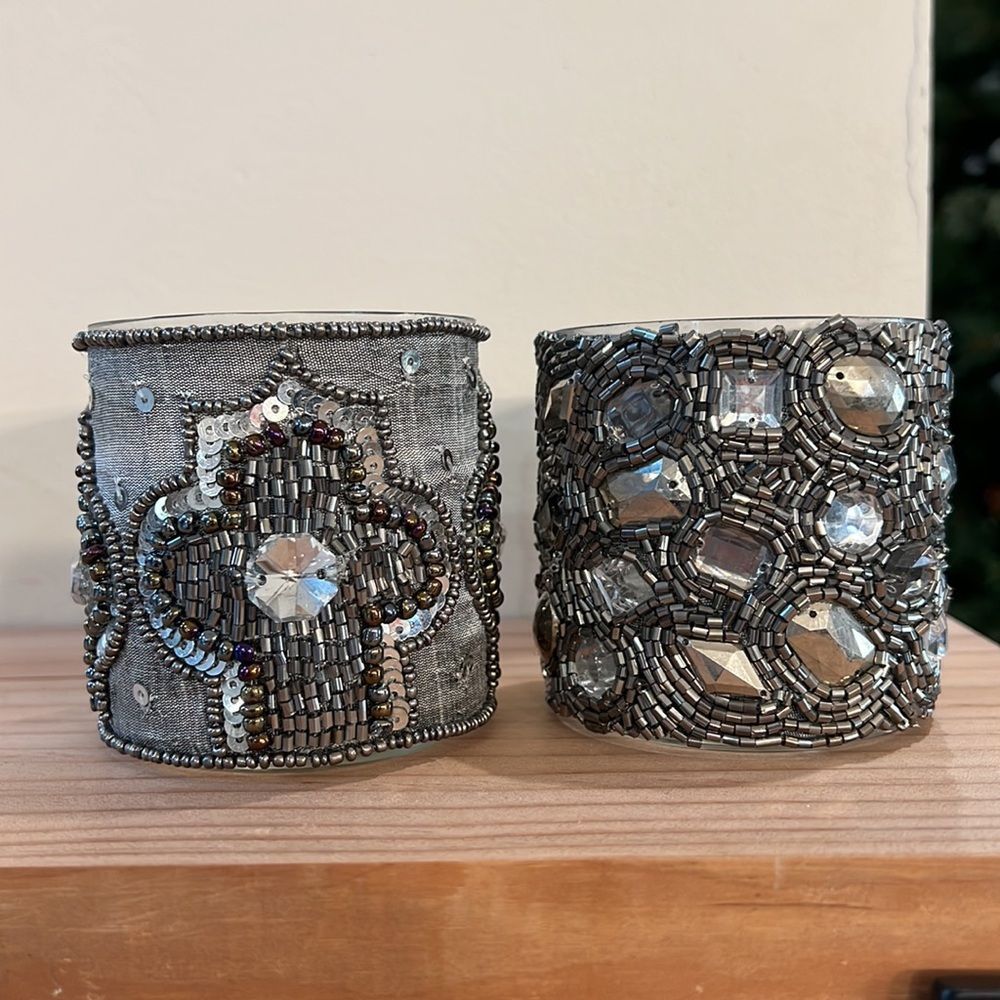 Beaded votive candle holders